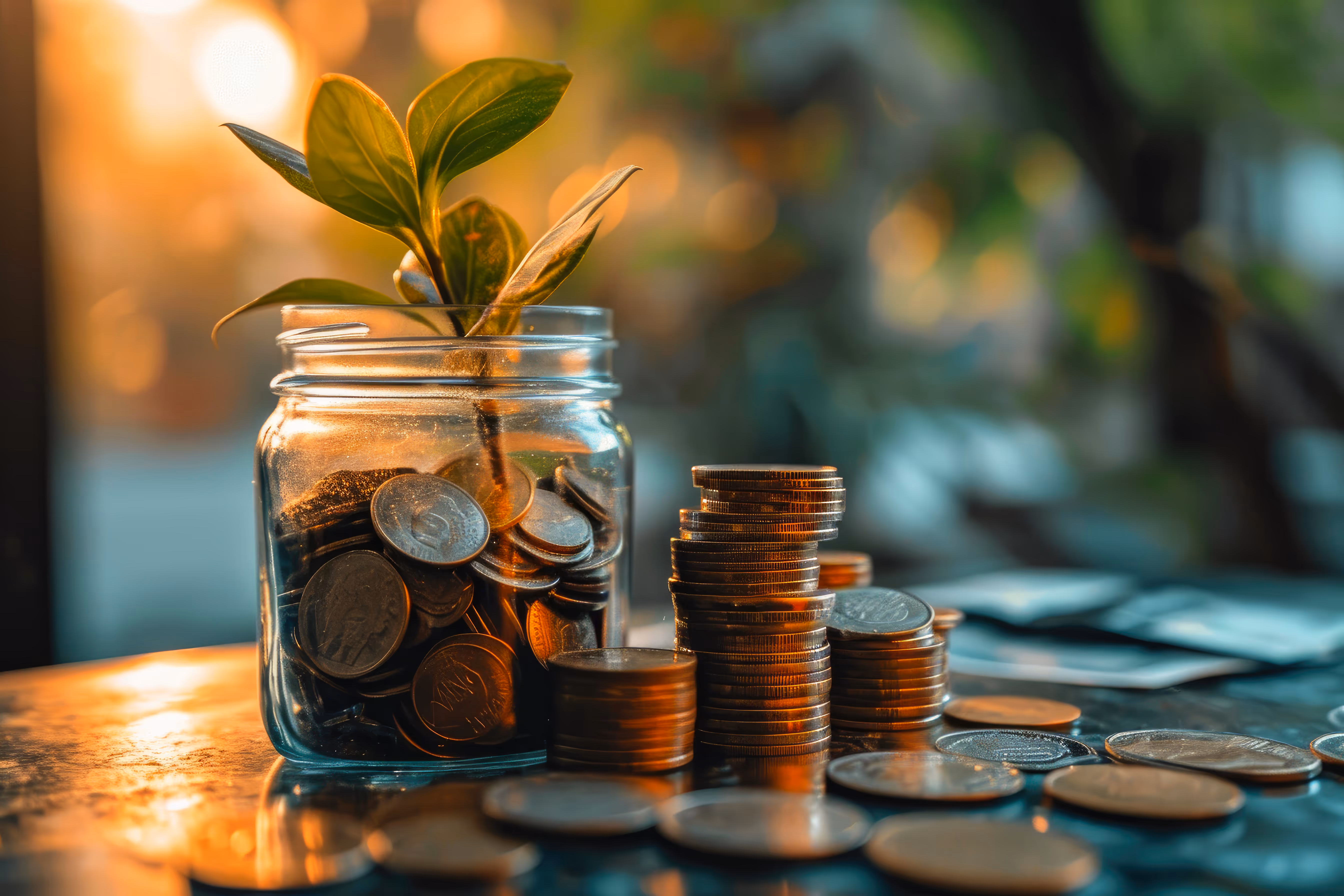 紙幣を手に笑う女性