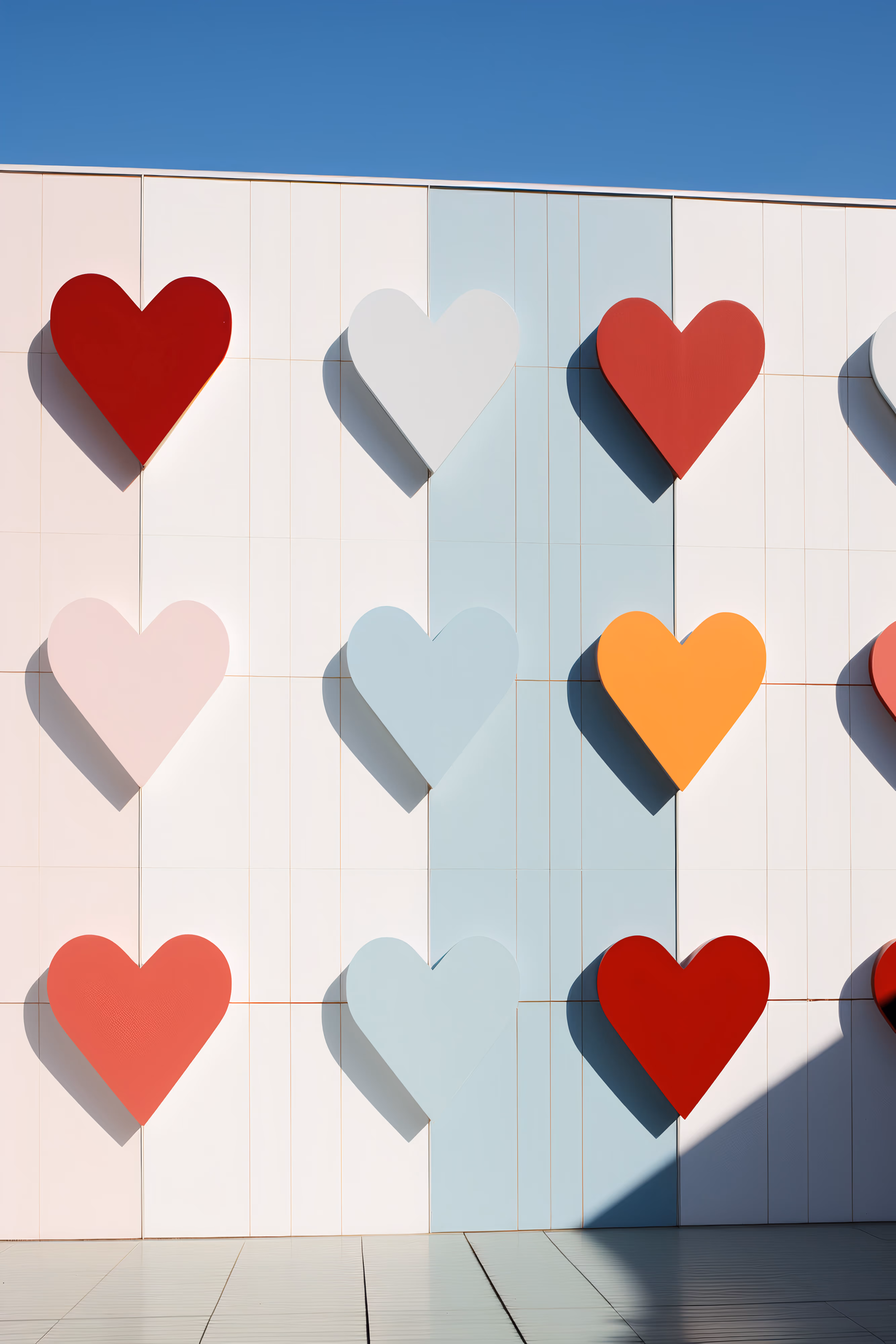 壁に描かれた二つのハート